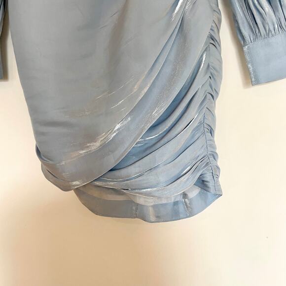 Song of Style REVOLVE Baby Light Blue Tucker Mini Dress sz XS Faux Wrap Belt - Picture 8 of 16